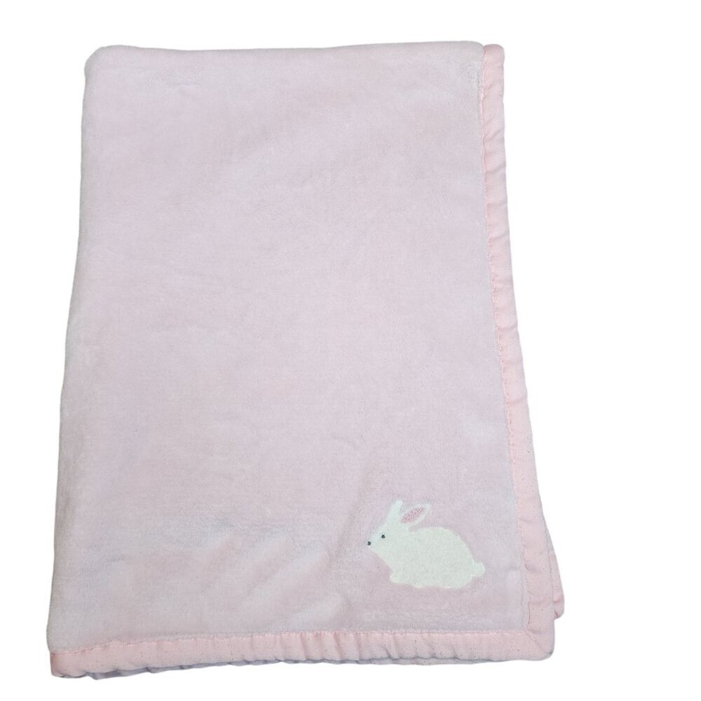 Carter's pink baby blanket white bunny